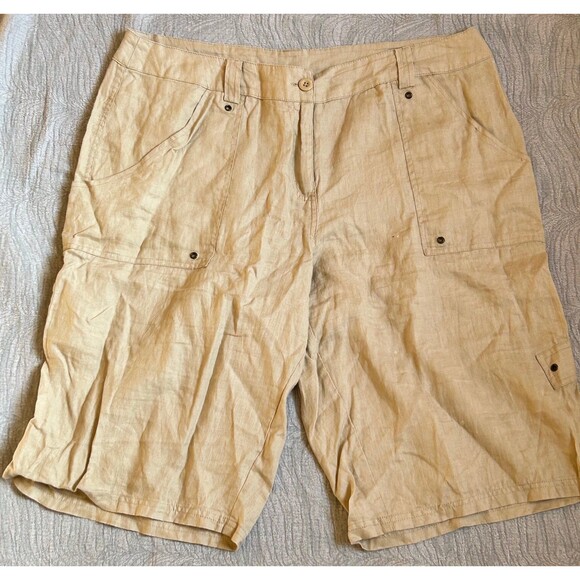E•col•o•gie Tan linen shorts size 16 - Picture 1 of 4